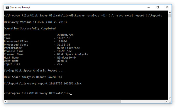 DiskSavvy Command Line Utility