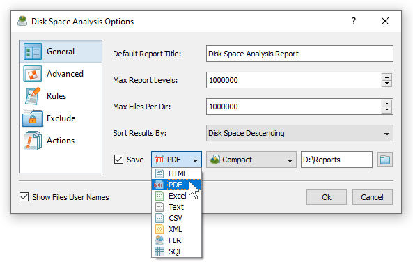 Automatic Generation of Disk Space Analysis Reports