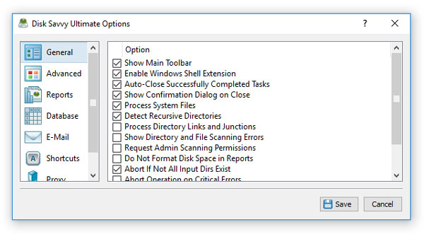 DiskSavvy Server General Configuration Options